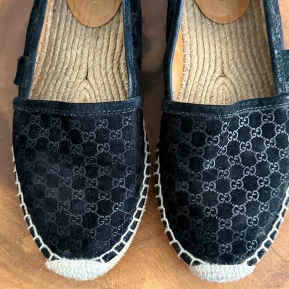 Gucci Black Suede Microguccissima Micro GG Logo Espadrille Flats Sandals US 6 - Picture 8 of 14